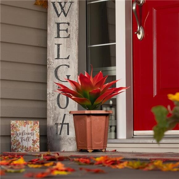 Fall Fake Agave Artificial Plant: Red Fake Agave Plant for Room Decor - Picture 6 of 7